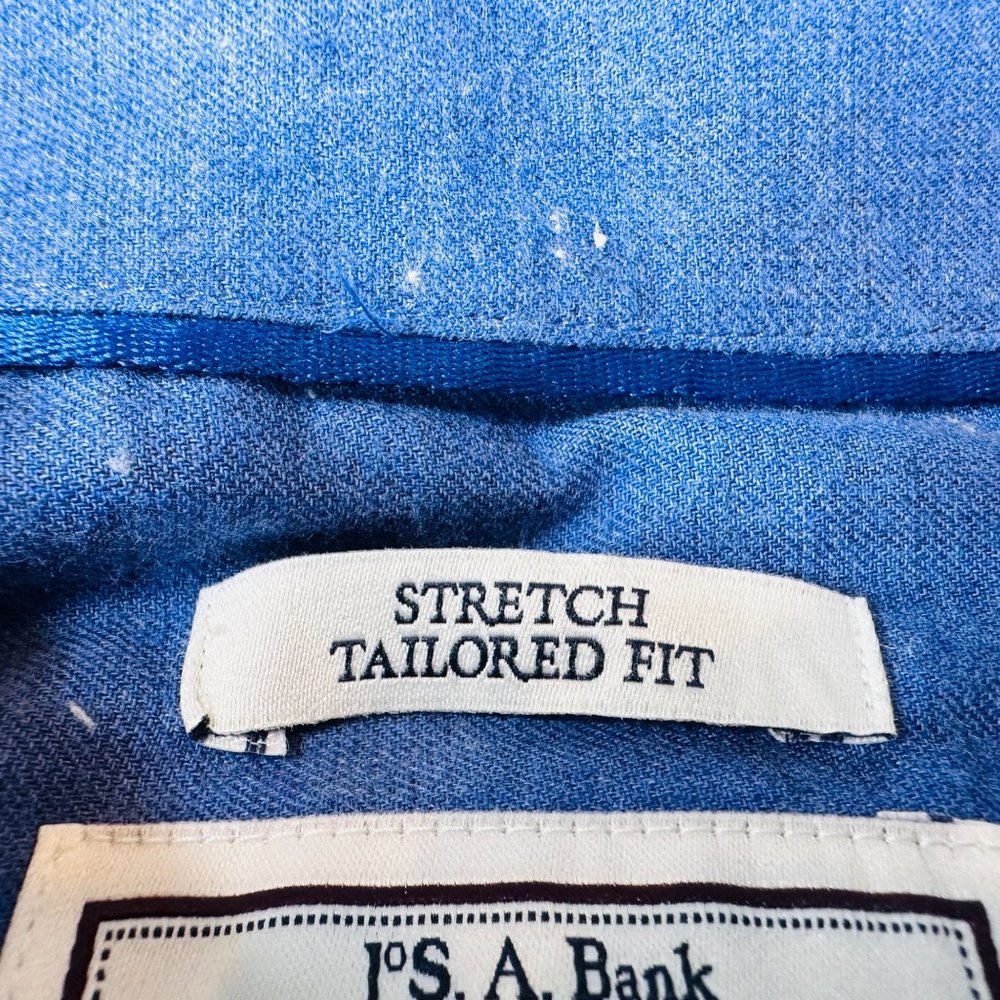 Jos A Bank Shirt Mens XL Stretch Tailored Fit Button Down Blue Speckled Casual - Picture 5 of 11